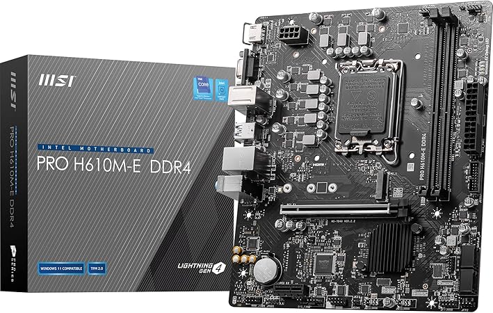 MSI PRO H610M-E DDR4 3200MHZ 1XVGA 1XHDMI 1XM.2 USB 3.2 MATX 1700P (12. / 13. VE 14.Nesil İşlemci Uyumlu)