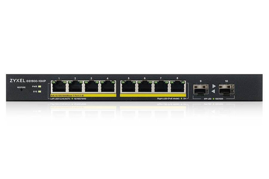 Zyxel GS1900-10HP v2 8Port PoE Gigabit + 2 SFP Slot Switch