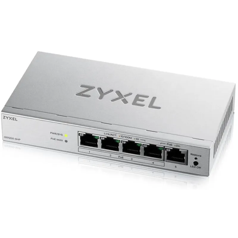 Zyxel Gs1200-5Hp 5 Port 4 Port Poe+ 10-100-1000 Yönetilebilir Switch Hub