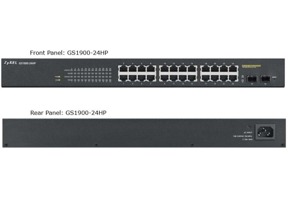 Zyxel Gs1900-24hp V2, 24 Port, Gigabit, 24 Port Poe 170w, +2port Gigabit Sfp, Yönetilebilir, Rackmou
